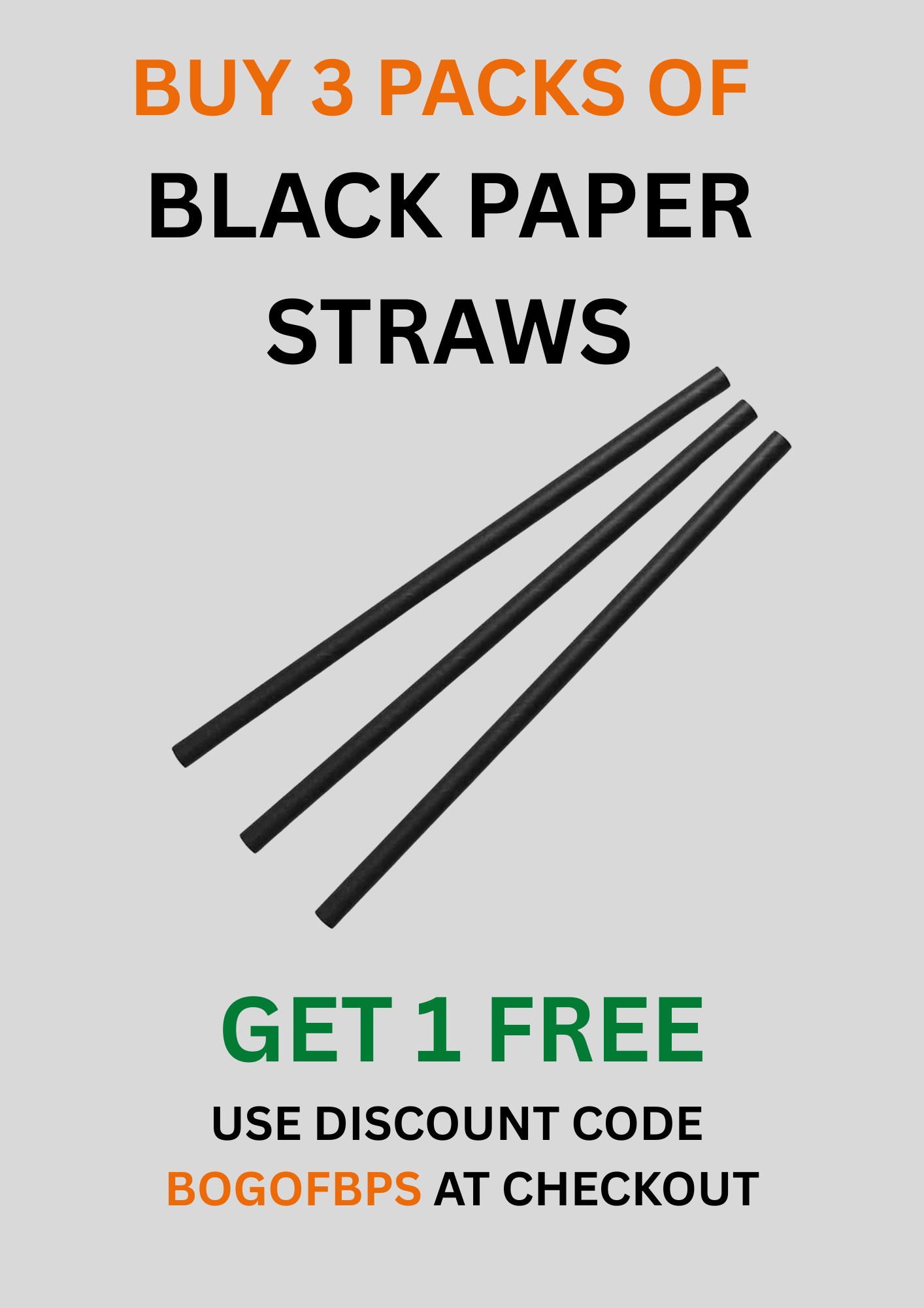 Black Paper Straws - Buy 3 get 1 Free - Use code BOGOFBPS